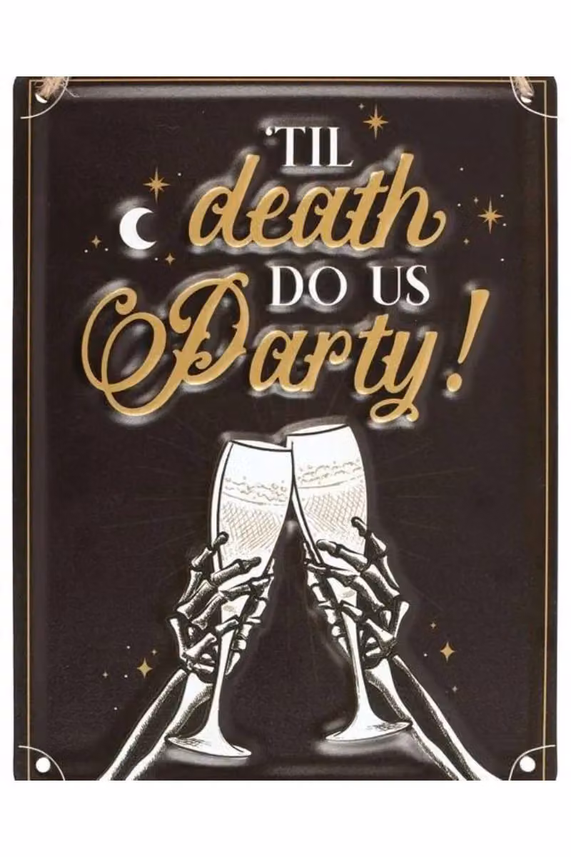 KDMD Til Death Do Us Party Champagne Hanging Metal Sign in Brown – 6