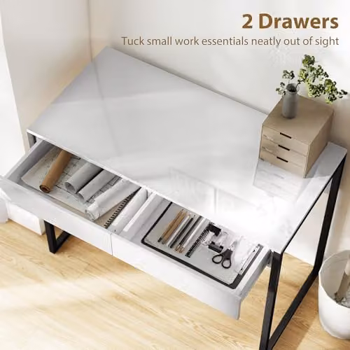 HOMCOM High Gloss Minimalist Computer Desk in White and Black, W: 100 cm x D: 50 cm x H: 75 cm – 3