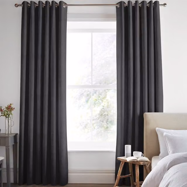 Laura Ashley Swanson Made to Measure Blackout Eyelet Curtain Panel in Grey
