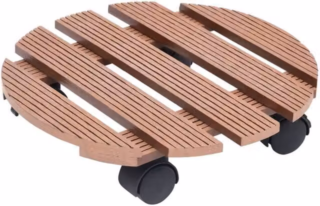 Berkfield Home Plant Trolleys, 4 Pieces, Brown, W/D/H: 30 x 30 x 7.5 cm – 1