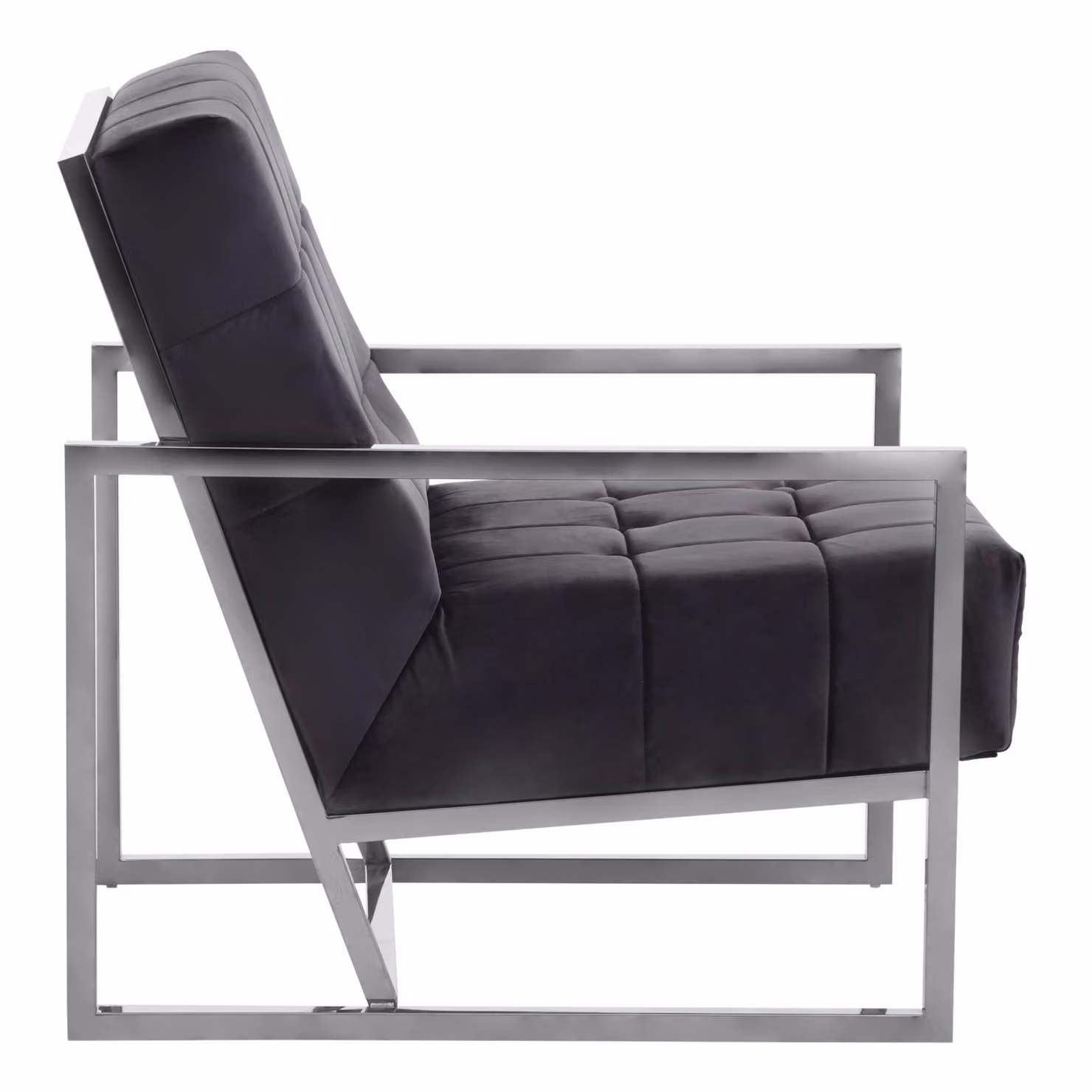 Orsina Black Velvet Armchair with Silver Metal Frame – 3