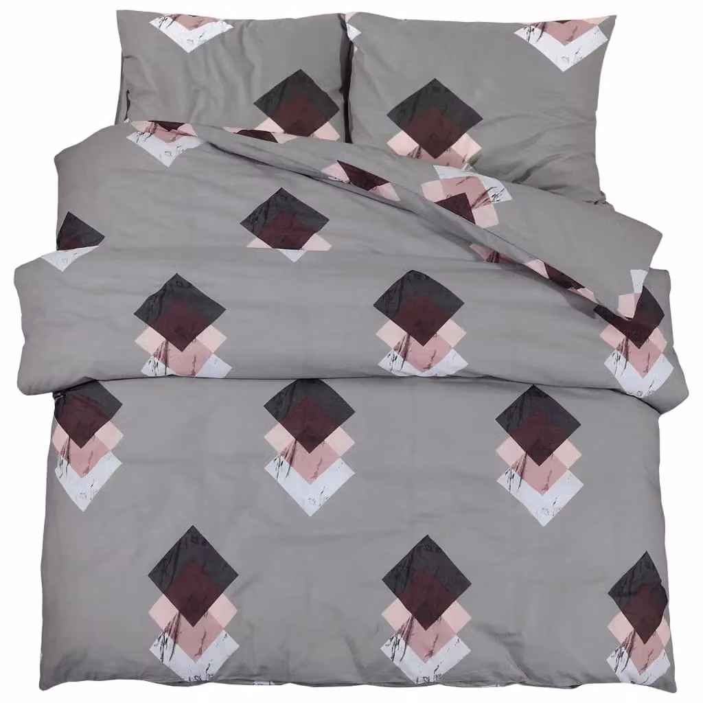 Berkfield Home Grey Cotton Duvet Cover and Pillowcase Set W/D/H: 225 x 220 cm – 2