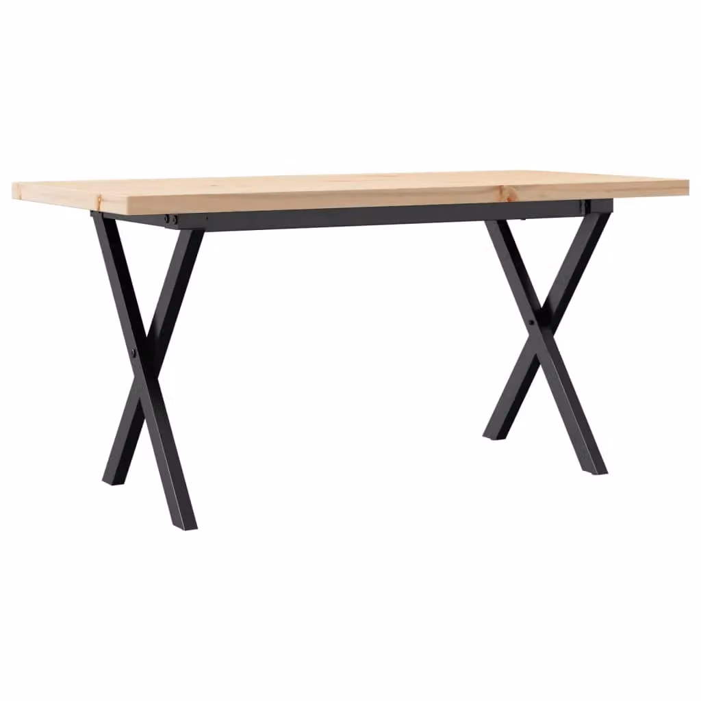 Berkfield Home X-Frame Coffee Table in Brown Solid Pine and Steel, W: 90 cm, D: 40 cm, H: 45.5 cm – 2