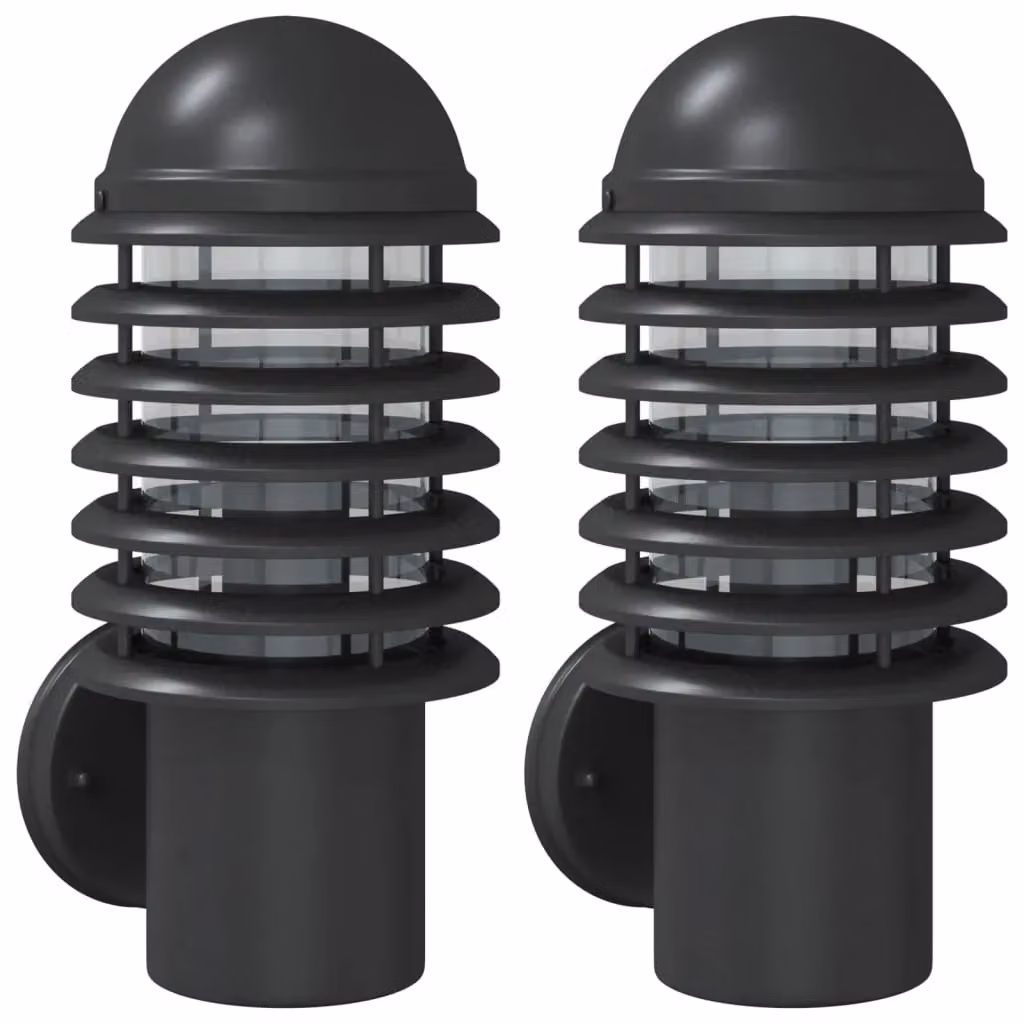 Berkfield Home Black Stainless Steel Outdoor Wall Lights, 2 Pack – 2