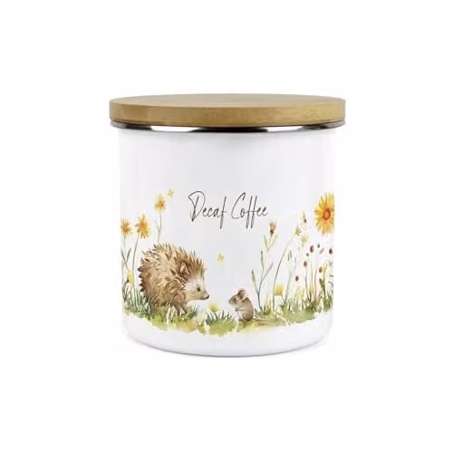 Purely Home Hedgehog & Mouse Enamel Kitchen Storage Canister, White, 1.2 l