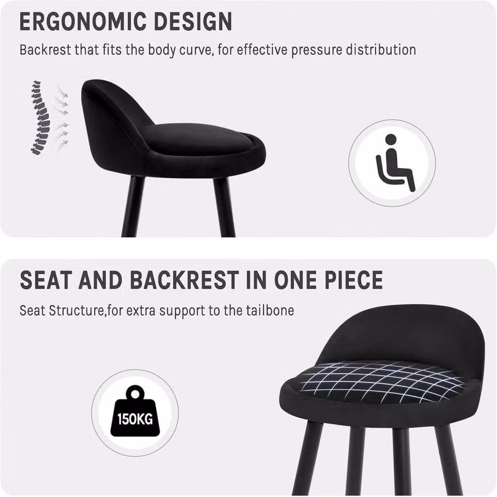 Kelvenix Tall Bar Stool in Black Velvet – 4