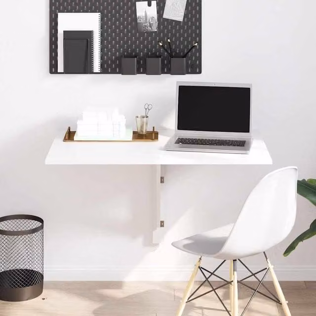 Berkfield Home White Folding Wall Mounted Table W: 100 cm, D: 60 cm