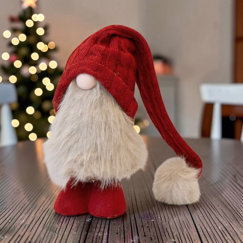 Four Candle Red Standing Christmas Gonk, Height: 32 cm – 2