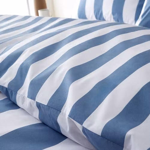 Catherine Lansfield Cove Stripe Reversible Single Duvet Cover and Pillowcase Set in Blue and White, W/D/H: 135 x 200 cm and 50 x 75 cm – 3