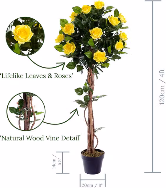 Best Artificial Yellow Rose Flower Tree, Height: 120 cm