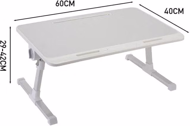 EONLION Grey Folding Laptop Table and Bed Tray Desk with MDF Laminate Top and Metal Legs