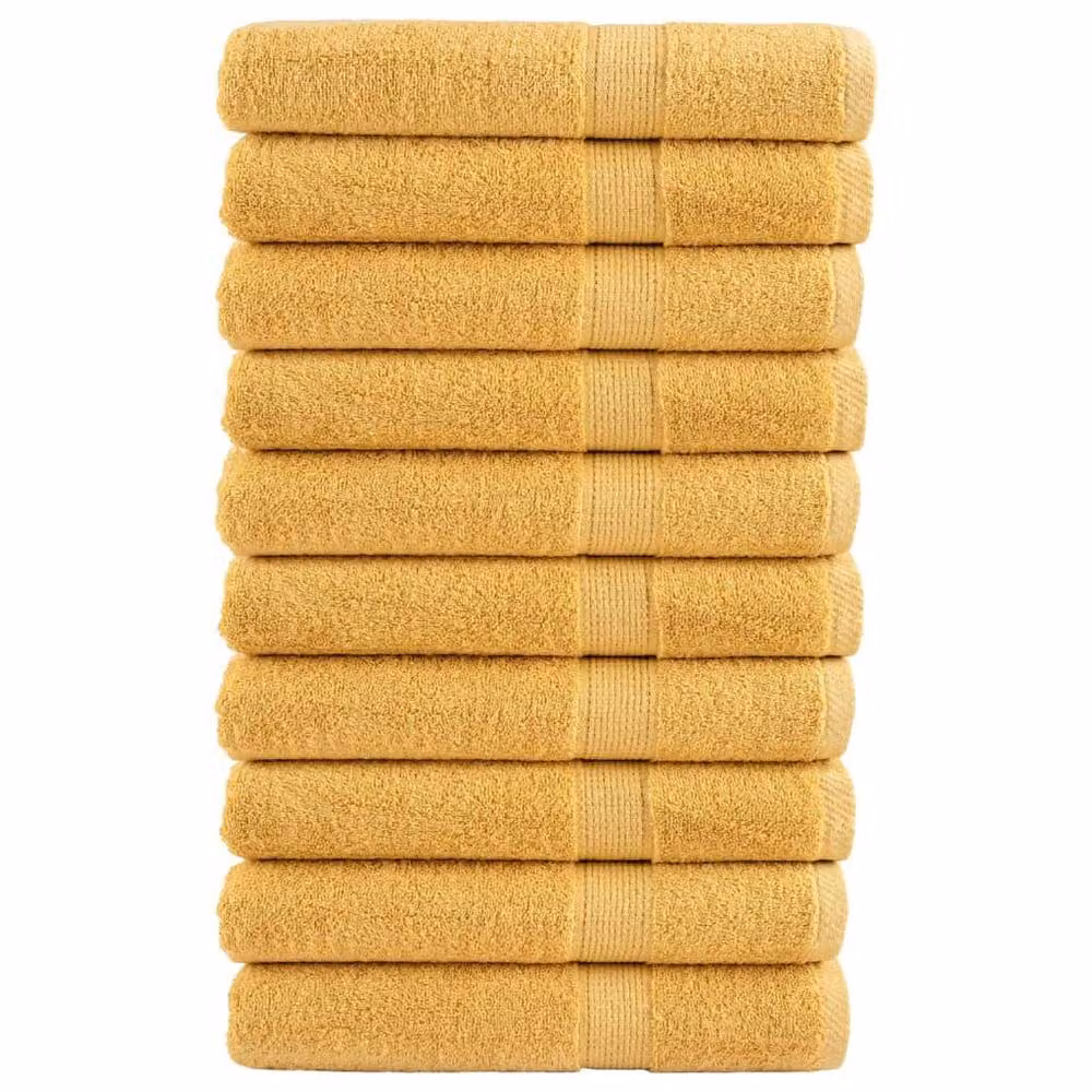 Berkfield Home SOLUND Premium Cotton Terry Towels, Gold, 10 Pack, W: 100 cm, L: 200 cm, 600gsm – 2