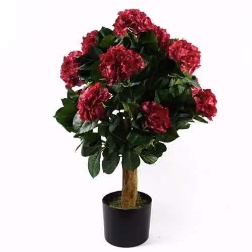 Leaf Design UK Pink Artificial Hydrangea Tabletop Blossom Tree H: 70 cm, W: 50 cm, D: 50 cm – 1
