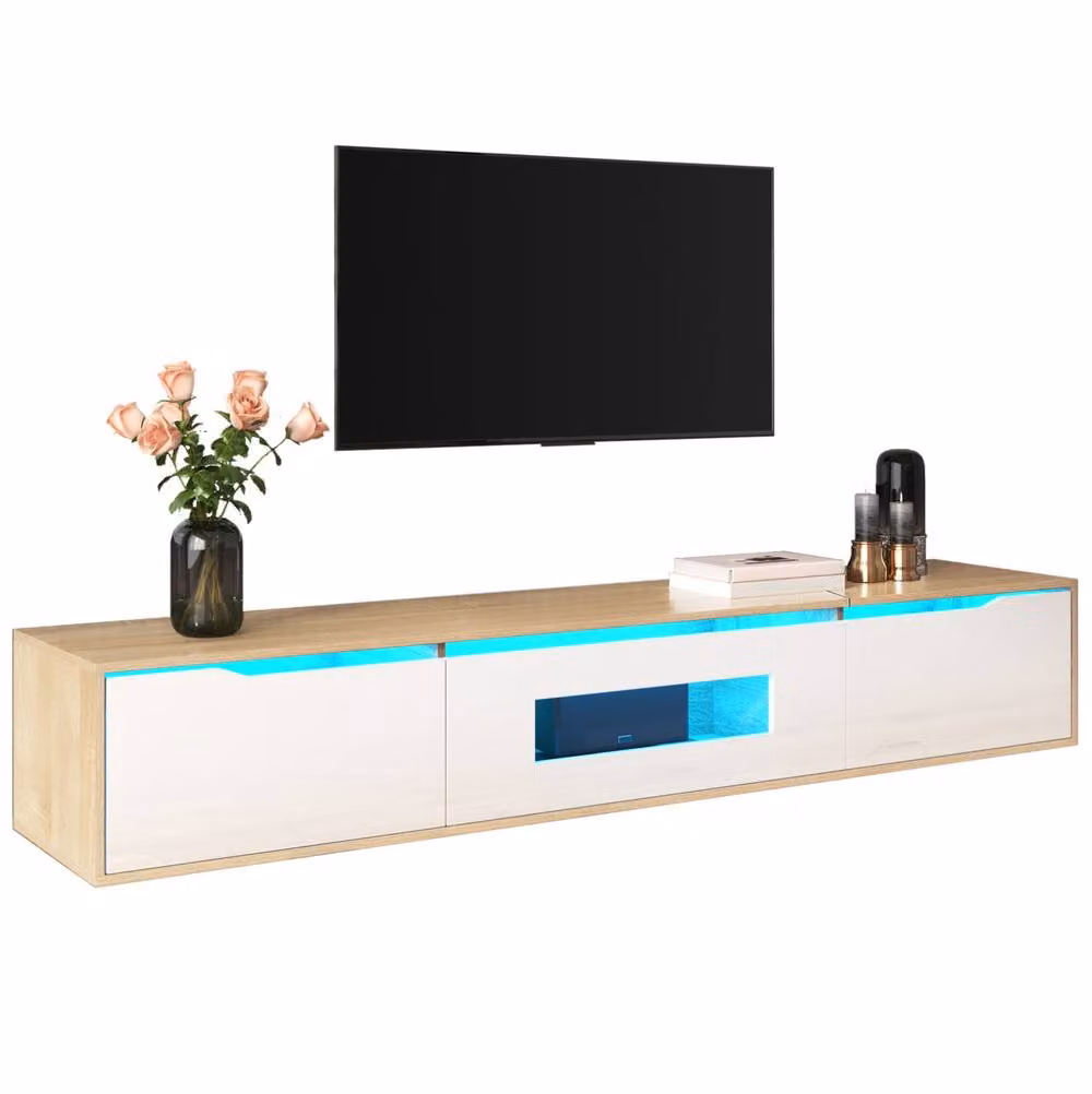 STILVORA Modern Glossy White MDF TV Cabinet, W/D/H: 180 x 35 x 35 cm – 3