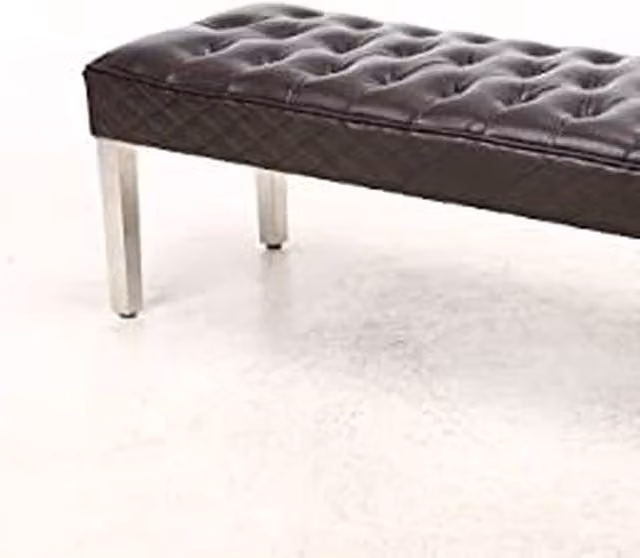Modernique Rebecca Brown Leather Upholstered Aire Bench