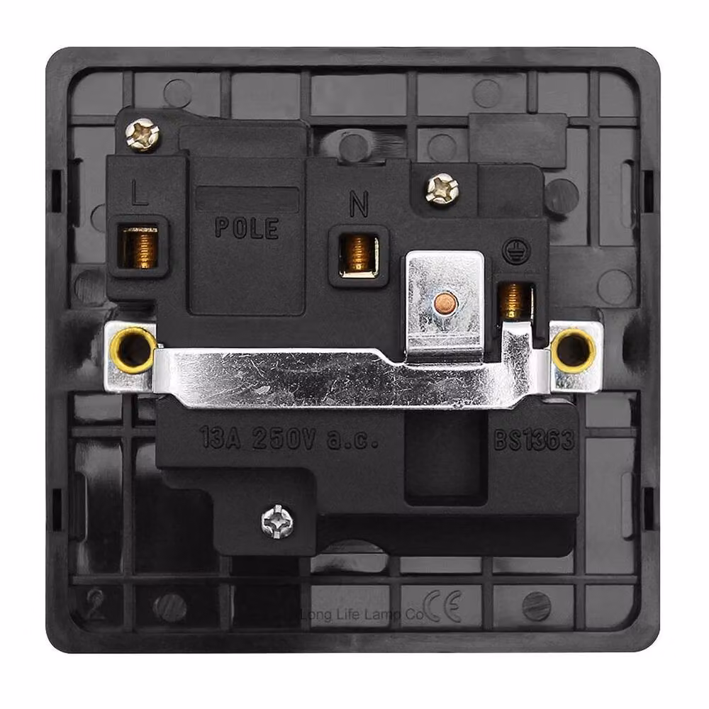 SPETLEK Single Wall Socket 1 Gang 13A Switched in Black, W: 52 cm, H: 10000 cm – 2