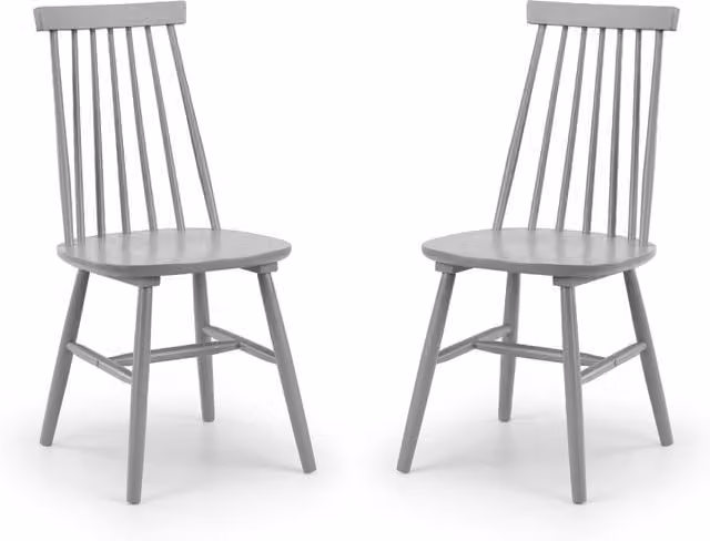 Julian Bowen Set of 2 Alassio Spindle Back Dining Chairs in Grey and Black Rubberwood