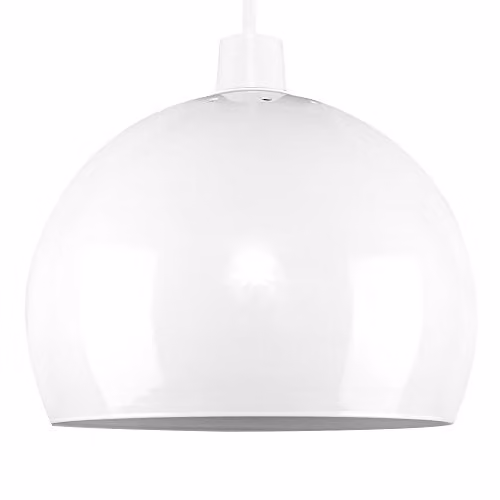MiniSun Retro Gloss White Metal Dome Ceiling Light Shade, Shade Width: 20 cm