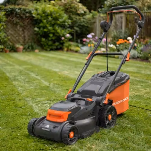 Yard Force EM N37B Electric Lawnmower, 1600W, 37cm Steel Blade, Black and Orange – 2
