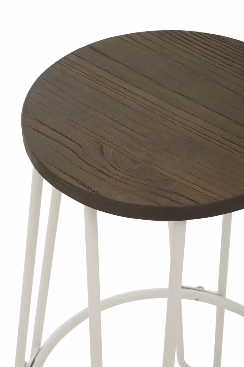 Orsina Modern Metal and Wood Bar Stool in Brown and White – 3