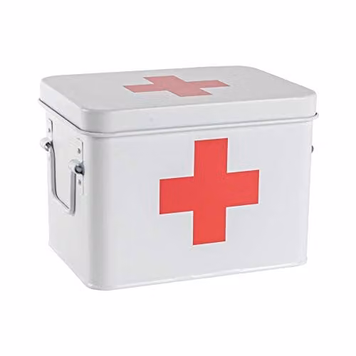 Harbour Housewares Vintage Metal First Aid Box in White with Handles