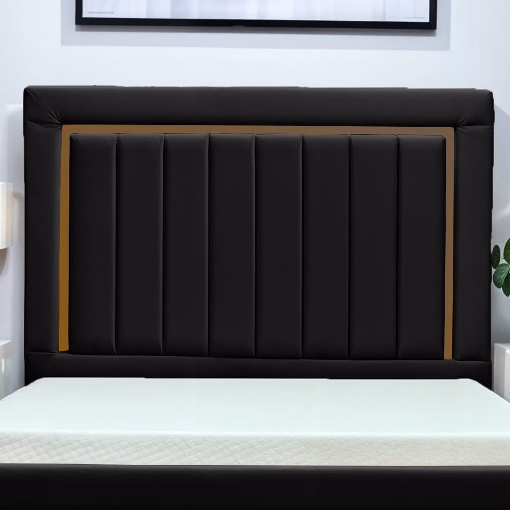 UK Bed Furniture Princess Upholstered Velvet Bed with Slatted Base in Black, W/D/H: 120 x 200 cm – 2