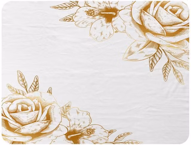 Benjamin Tate Design Gold Rose Floral Fleece Blanket in Gold, Beige and White, W/D/H: 120 x 150 cm – 2