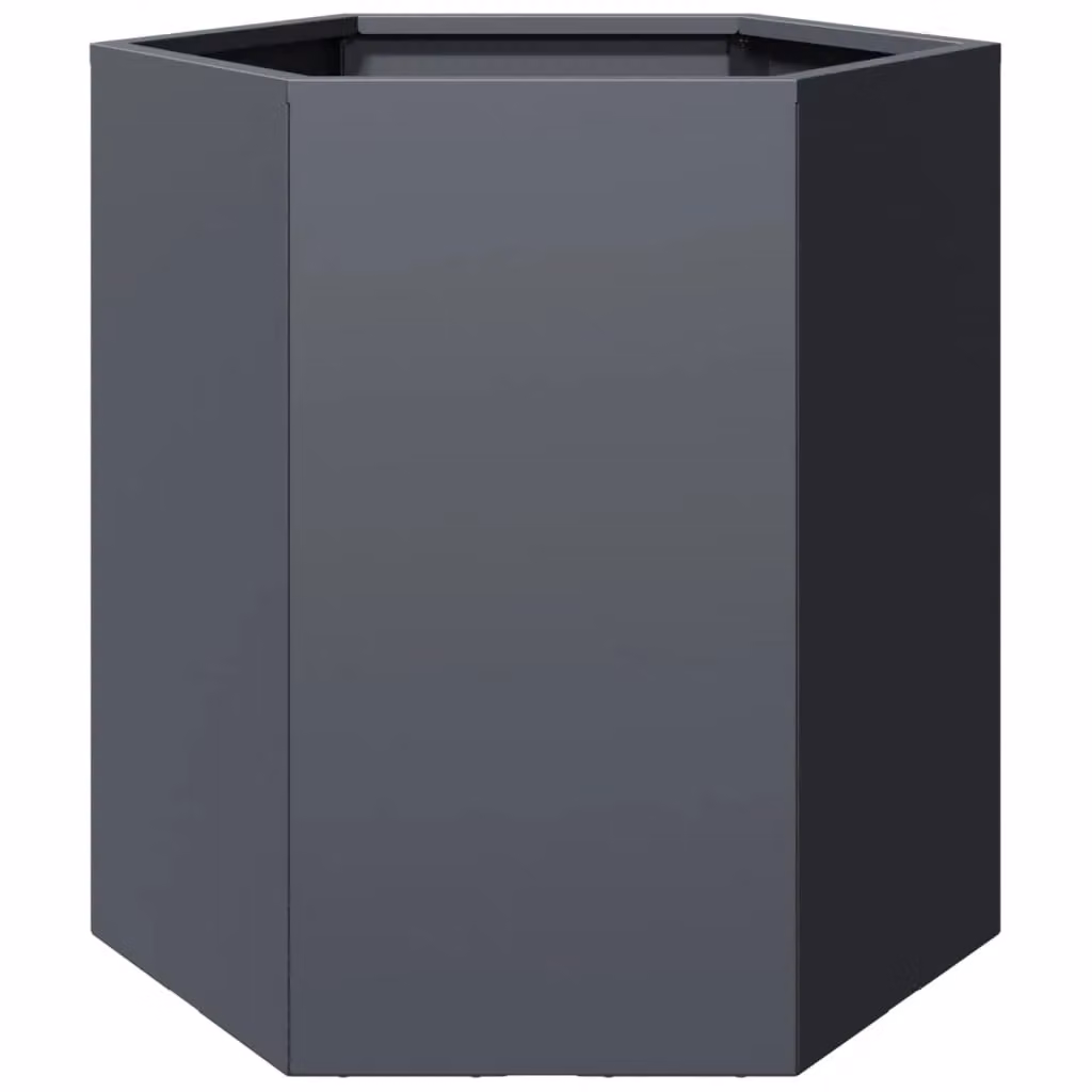 Berkfield Home Anthracite Hexagon Steel Garden Planter in Black, W: 46 cm, D: 40 cm, H: 45 cm – 2