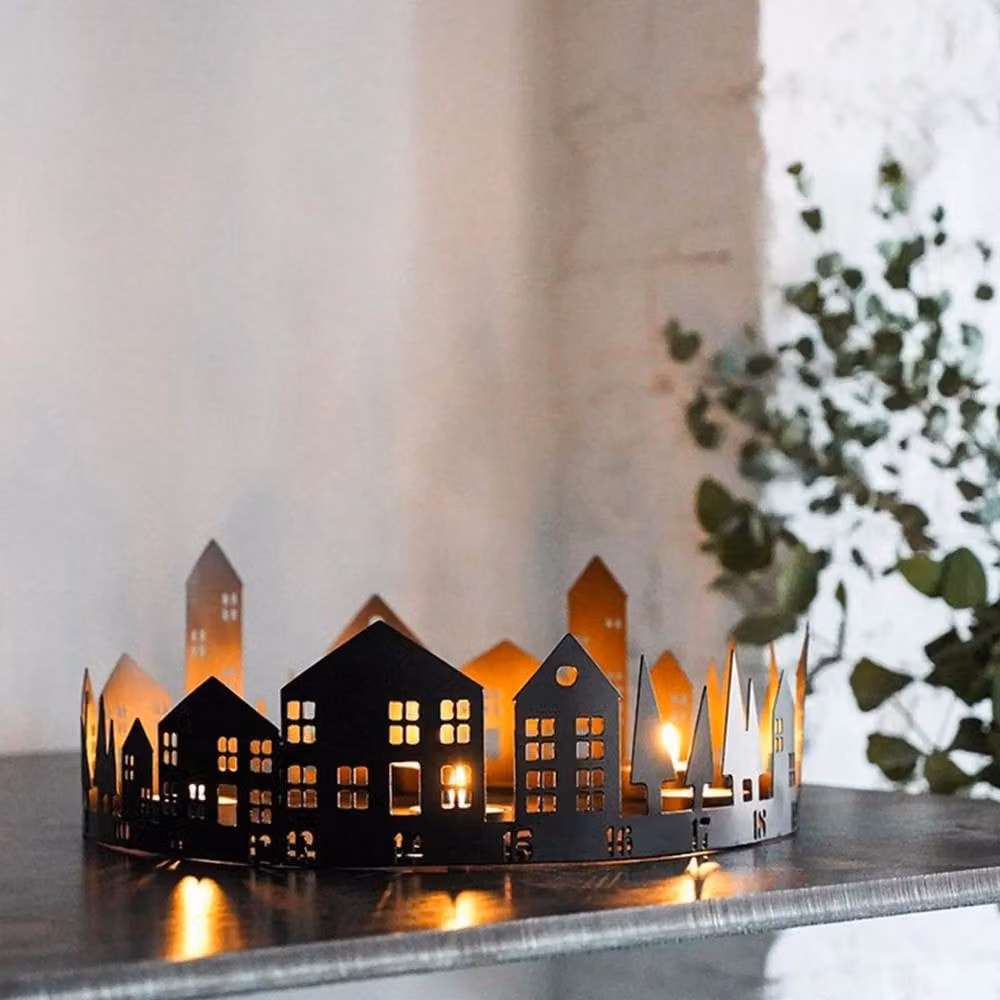 Lemon Pavilion Round Advent Tealight Centrepiece in Black, W: 33 cm, D: 33 cm, H: 15 cm – 3