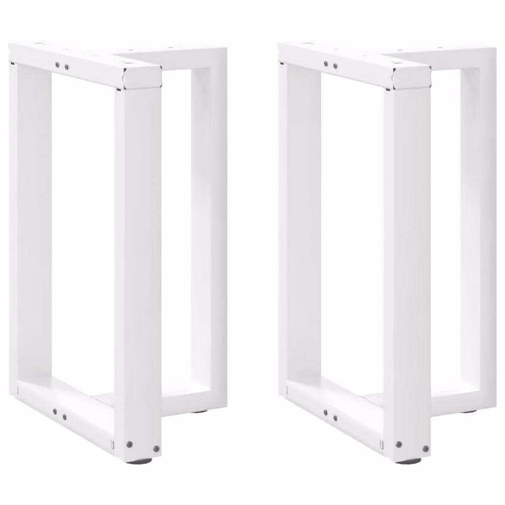 Berkfield Home T-Shaped Dining Table Legs, 2 Pieces, White Steel, W: 50 cm, D: 35 cm, H: 72-73 cm