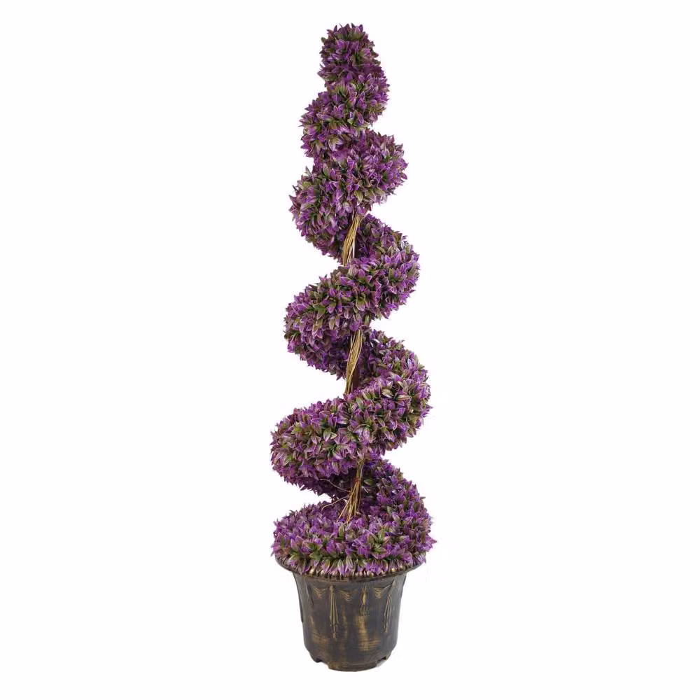 Leaf 120cm Purple Artificial Large Spiral Tree with Decorative Planter – 2