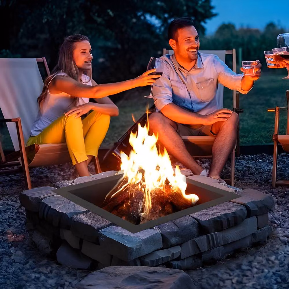 VEVOR Black Q235 Carbon Steel 8-Section Seamless Assembly Fire Pit Ring for Wood Campfires – 6
