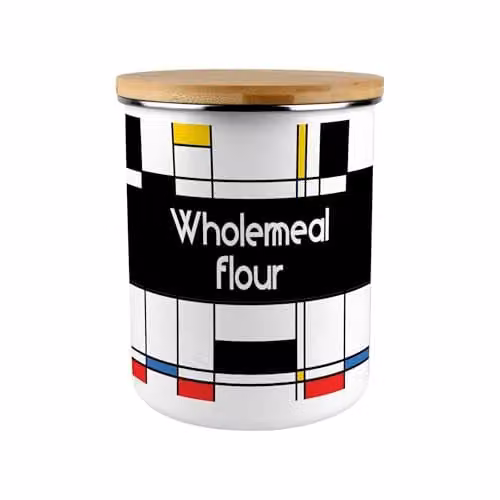 Purely Home Retro Art Deco Wholemeal Flour Canister, 2.7 l, Multicolour Enamel Kitchen Storage Tin