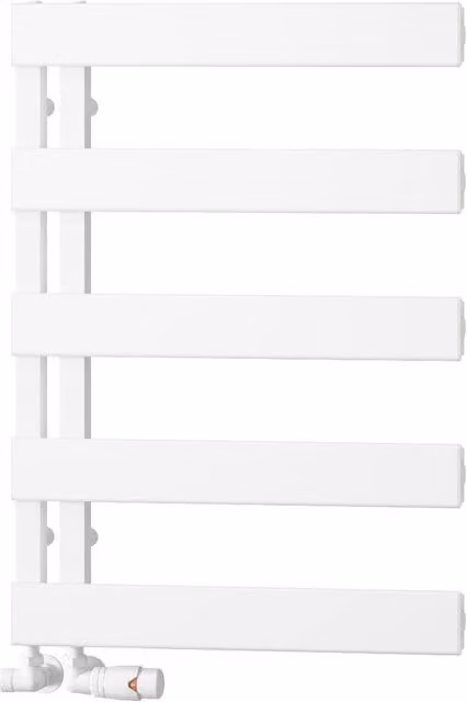 Bathroom Kingdom Carpena White Designer Flat Panel Aluminium Heated Towel Rail H: 71.0 cm, W: 50.0 cm