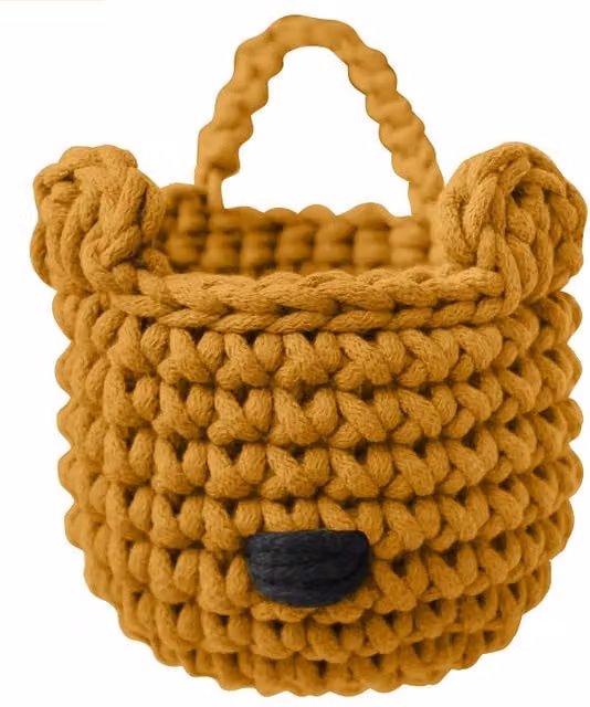 Zuri House Bear Basket in Yellow with Handles