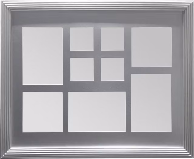 Orsina Silver Multi Photo Frame for 9 Photos, Rectangular Wall Hanging Display Piece