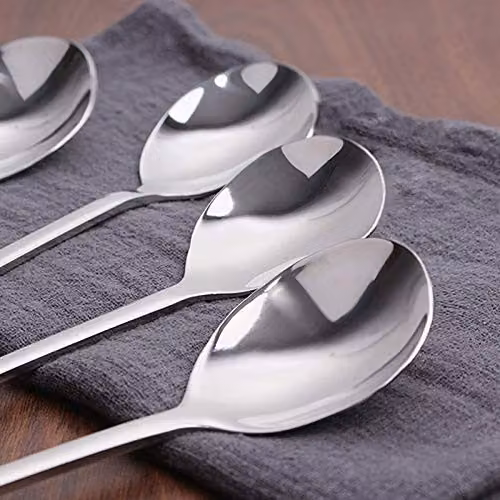 JINGYAN 8 Piece Polished Stainless Steel Long Handle Asian Rice and Soup Spoons in Silver – 4