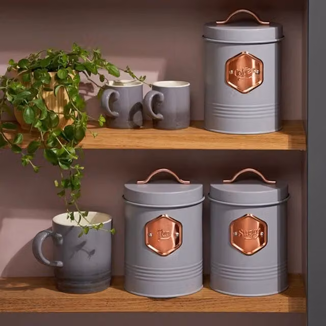 Cooks Professional Solid Metal Kitchen Storage Set in Grey, Width: 25 cm