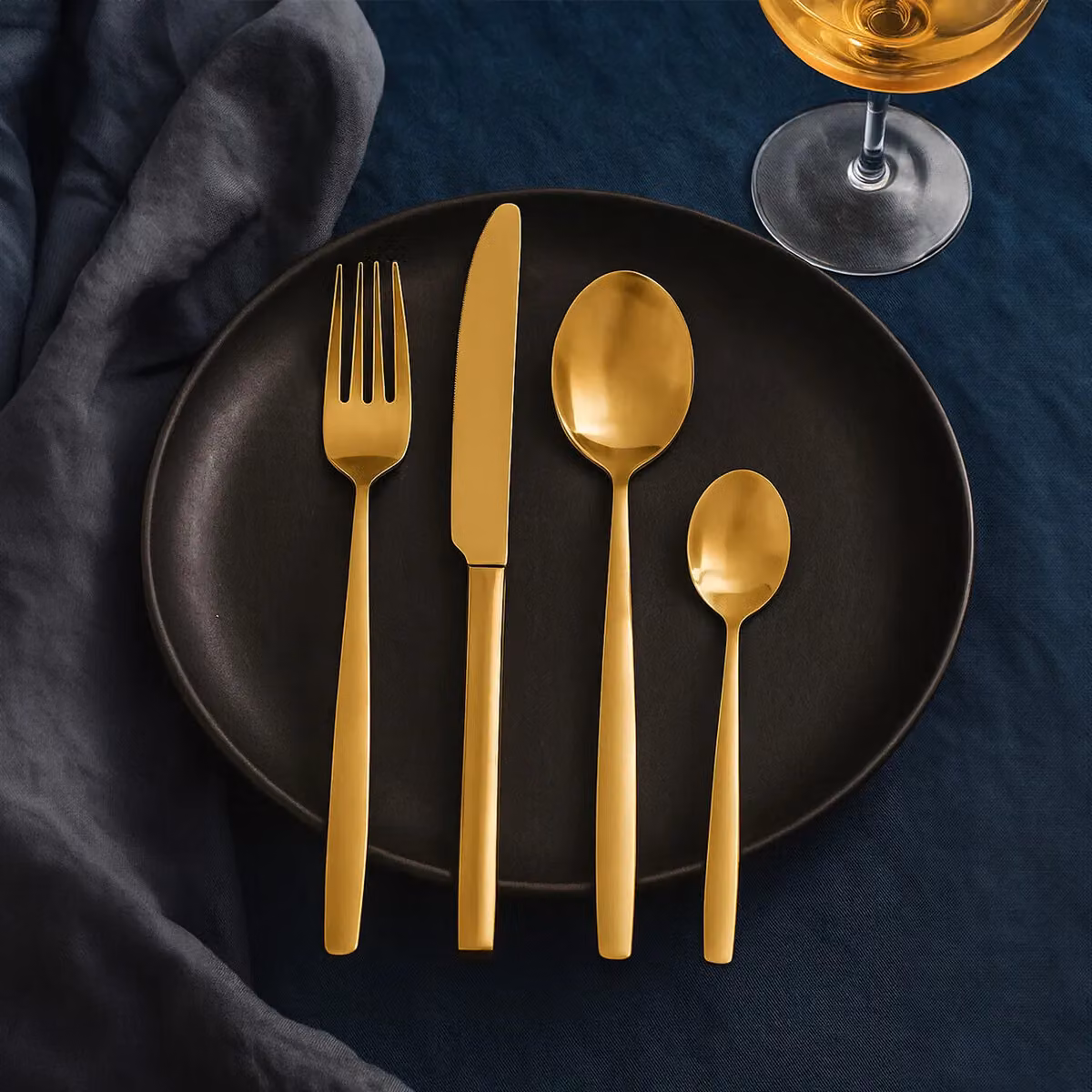 Orsina 16 Piece Polished Gold Stainless Steel Cutlery Set – 3