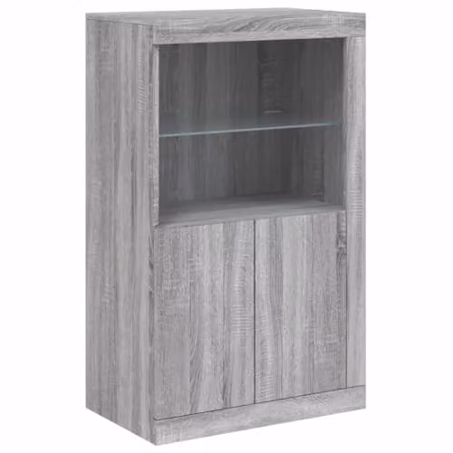 vidaXL Modern Side Cabinet with Integrated LED Lights in Grey Sonoma Engineered Wood