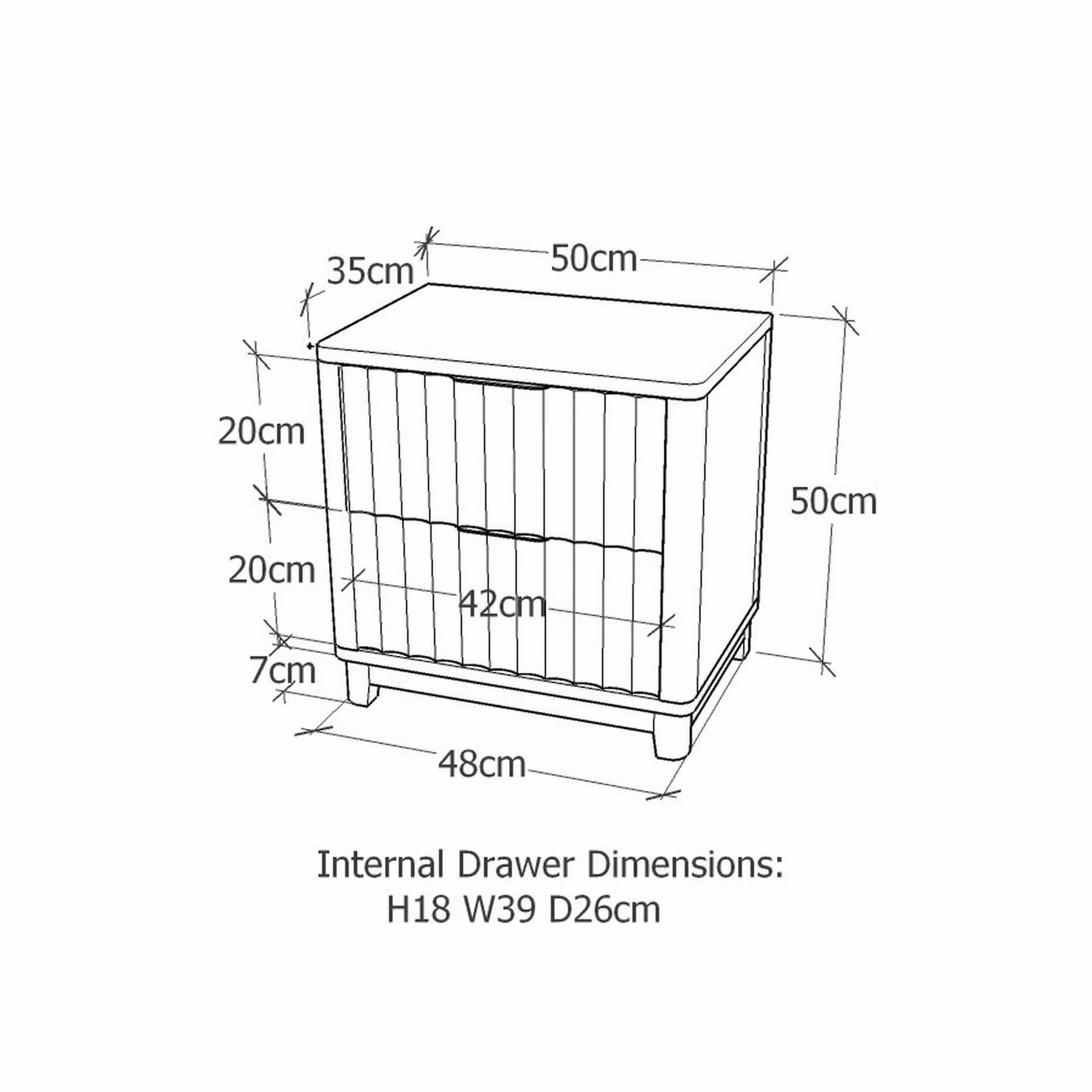 Cabinet Bits Molino 2 Drawer Bedside Table in Grey – 2