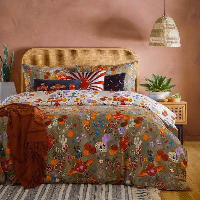 Make it a Home Reversible Single Floral Duvet Cover Set in Multicolour Boho Nature Design
