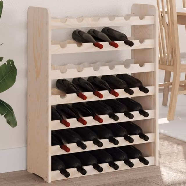 Berkfield Home Rustic Solid Wood Pine Wine Rack, Brown, W: 67.5 cm, D: 25 cm, H: 87 cm