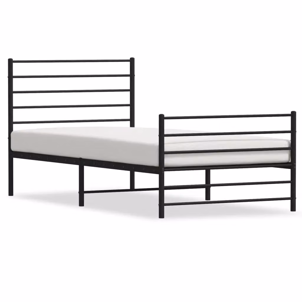 Berkfield Home Metal Bed Frame with Headboard and Footboard, Black, W: 80 cm, L: 200 cm – 2