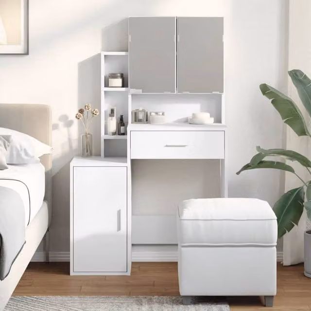 Berkfield Home Modern White Dressing Table with Cabinet, W/D/H: 80 x 35 x 132 cm – 1