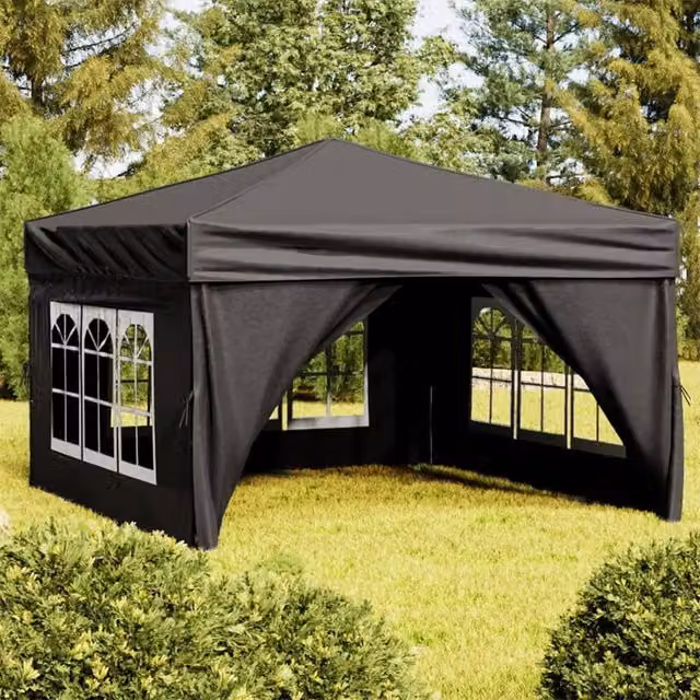 Berkfield Home Folding Party Tent with Sidewalls and Windows, Black, W 3 x D 3 m – 1