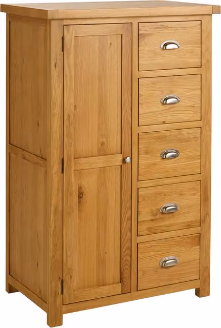 Birlea Woburn 1 Door 5 Drawer Wardrobe in Oak Brown