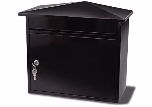 Burg-Wächter MB15BK Mersey Large Wall Mounted Galvanised Steel Post Box, Black, W/D/H: 36 x 35 x 20 cm – 1