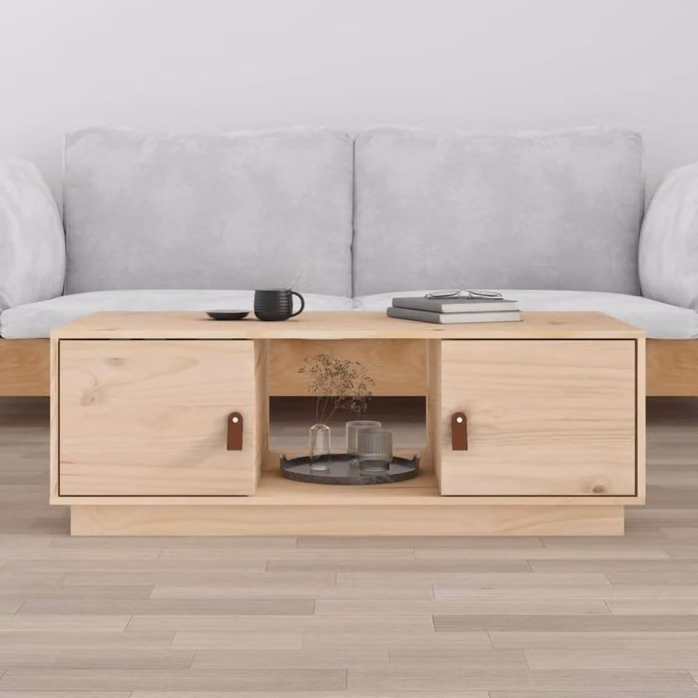 Berkfield Home Beautiful Coffee Table in Light Sand Solid Pine Wood W/D/H: 100 x 50 x 35 cm – 1