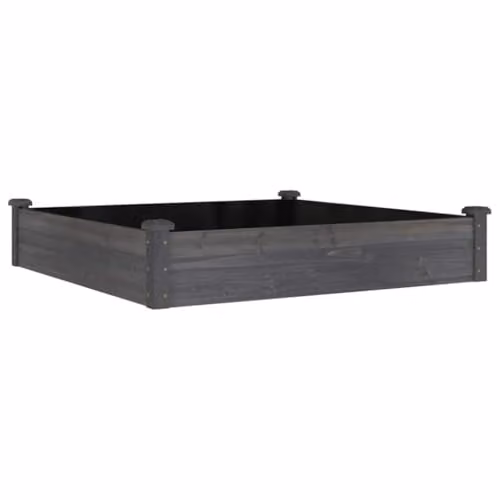 vidaXL Grey Wooden Raised Garden Bed with Liner, W/D/H: 120 x 120 x 25 cm – 1